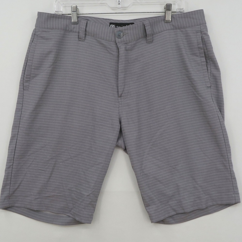 TravisMathew Mens Grey Striped Golf Shorts Size 36 Performance Stretch 77830-00